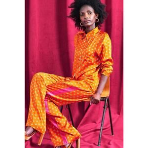 JESSICA RUSSELL FLINT orange stars Silk shirt M 6 8